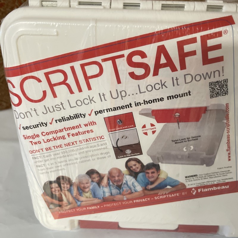 Script Safe Prescription Lock Box, 10” L x 10” W x 4” H - with Two Keys! gallery