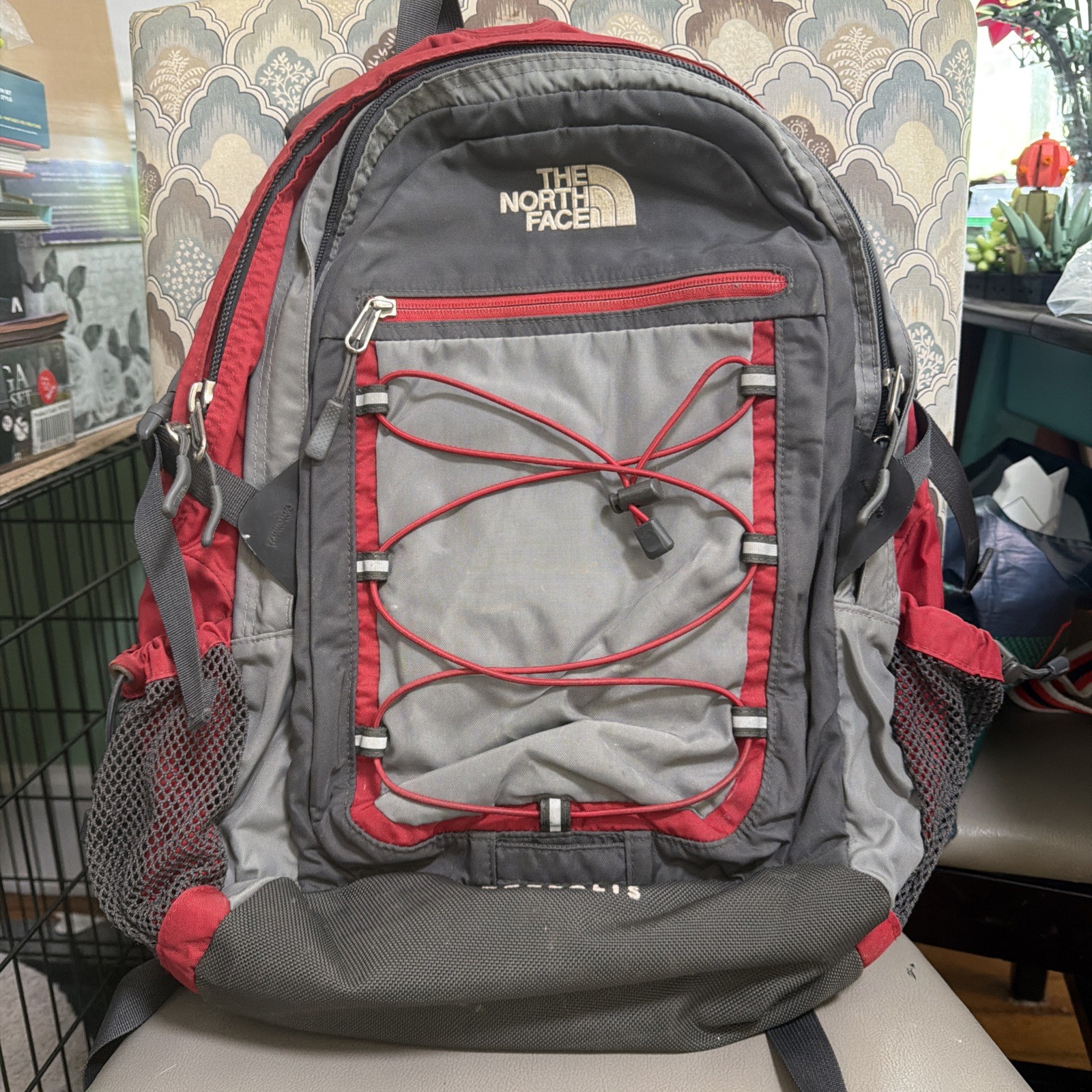 North Face Borealis Backpack Grey Red Preowned