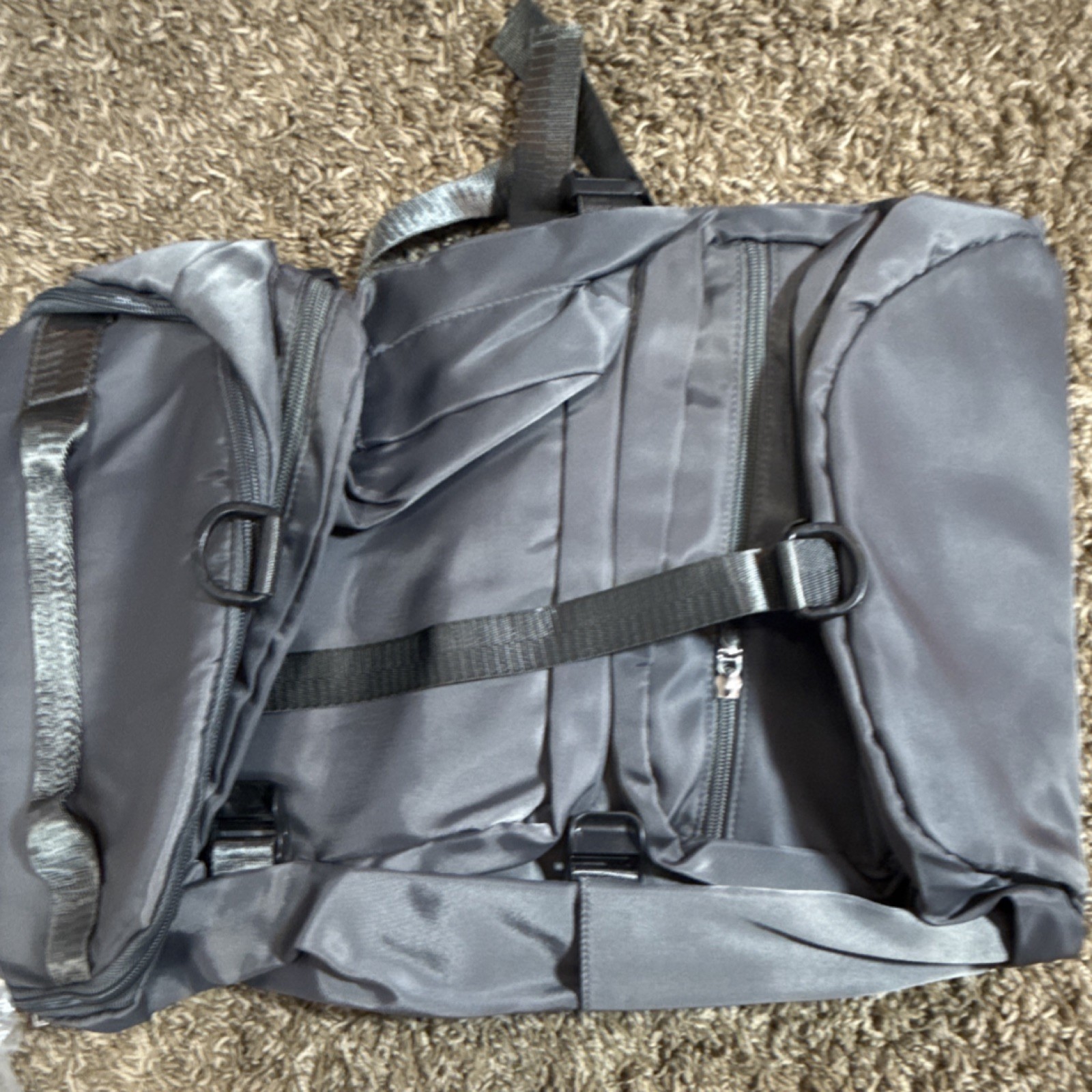 Gray Nylon Hiking Backpack Zip & Buckle Closure 4 Pockets Adjustable Straps 2