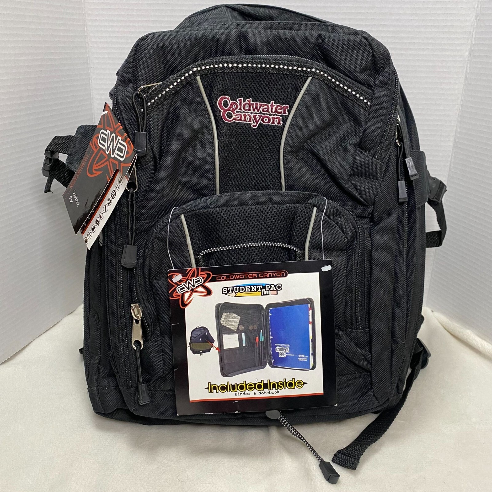 Coldwater Canyon Student-Pac Backpack With Binder & Notebook - Black, New