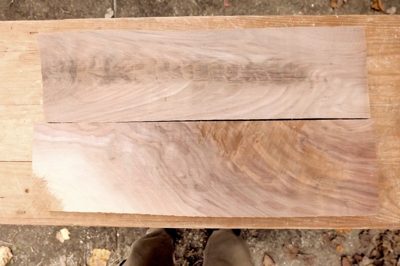 AGED EASTERN BLACK WALNUT CROTCH 2 BOARDS 17X5.5X.94 inches each gallery