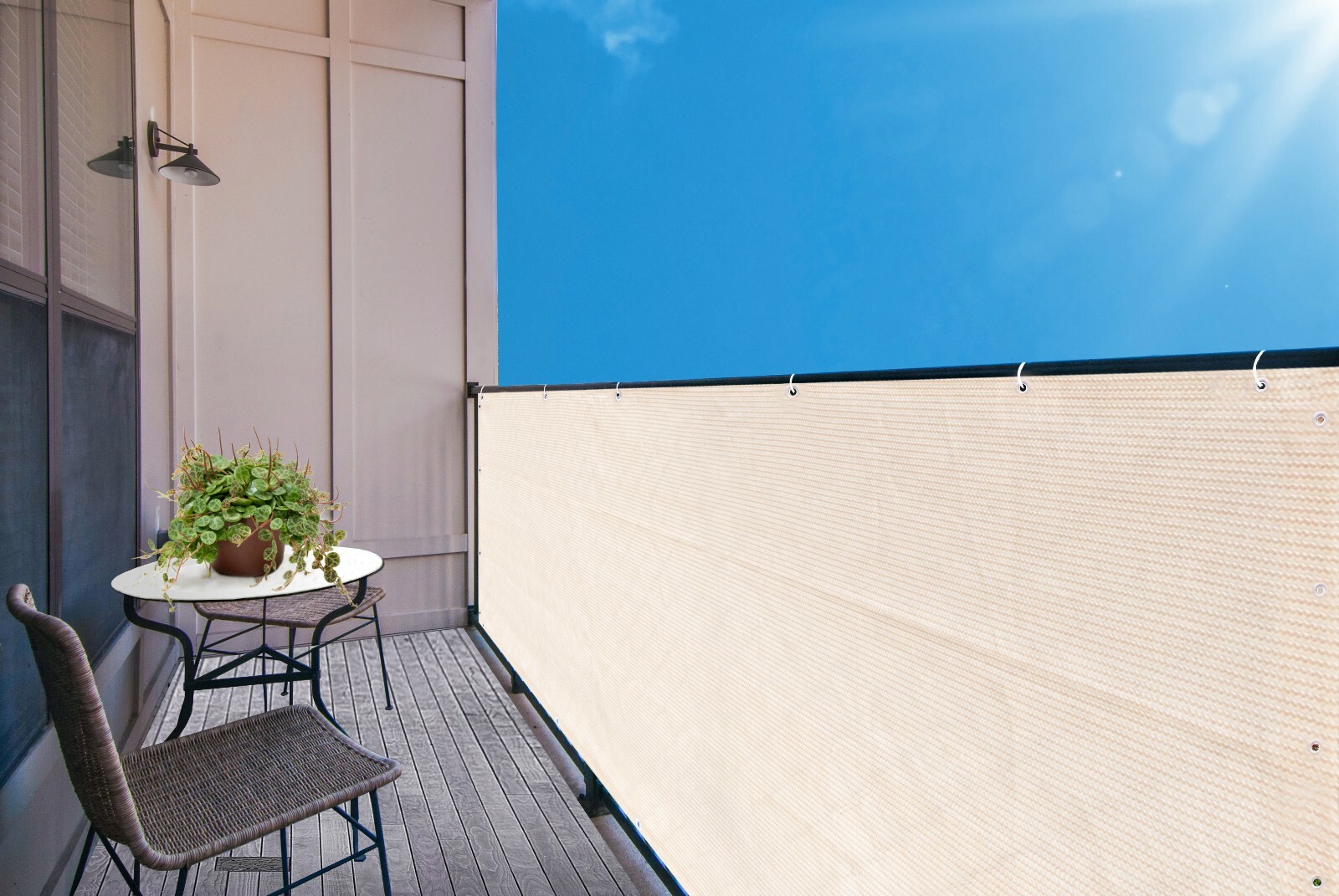 3', 4', 5', 6' Tall Outdoor Privacy Mesh Fence Screen Cover Garden Patio Beige gallery