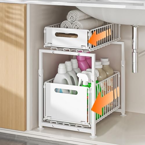 2-Tier Multi-Use Kitchen Under Sink Organizer - White - 1 Pack - Style A gallery