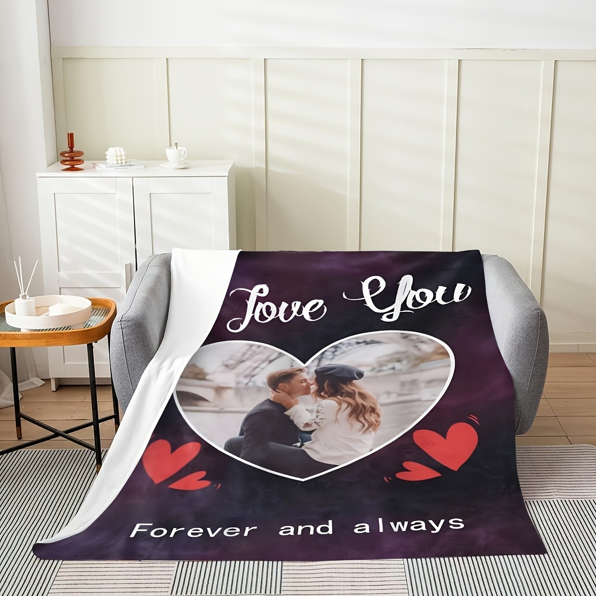 Customized Photo Personalized Valentine'S Day Gift Blanket Flannel Love Design↗ gallery