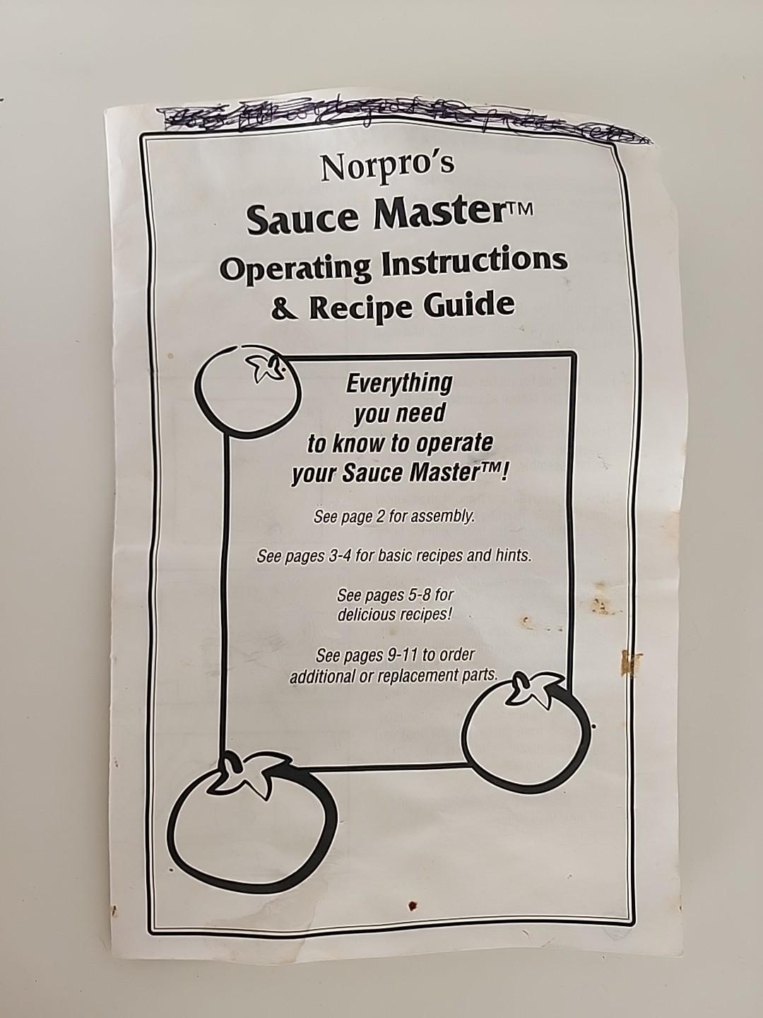NORPRO Sauce Master Food Strainer Instruction Manual & Recipe Book Replacement gallery