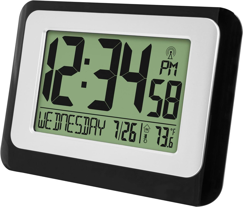 La Crosse Technology W88631 Digital Atomic Black Wall Clock with Temperature gallery