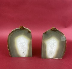 Geode Bookends 5 1/2” 7 Pounds Polished Thunder Eggs AS IS