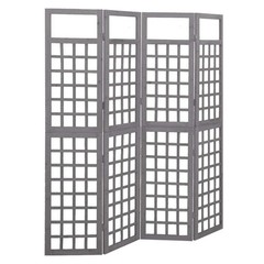 4-Panel Room Divider/Trellis Solid Fir Wood Gray 63.4″x70.9