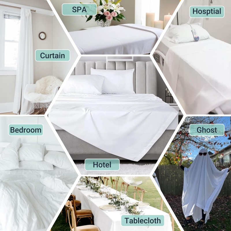 King Flat Only 1 Pack, Durable White Top Bed Sheets Hypoallergenic Soft Brush... gallery