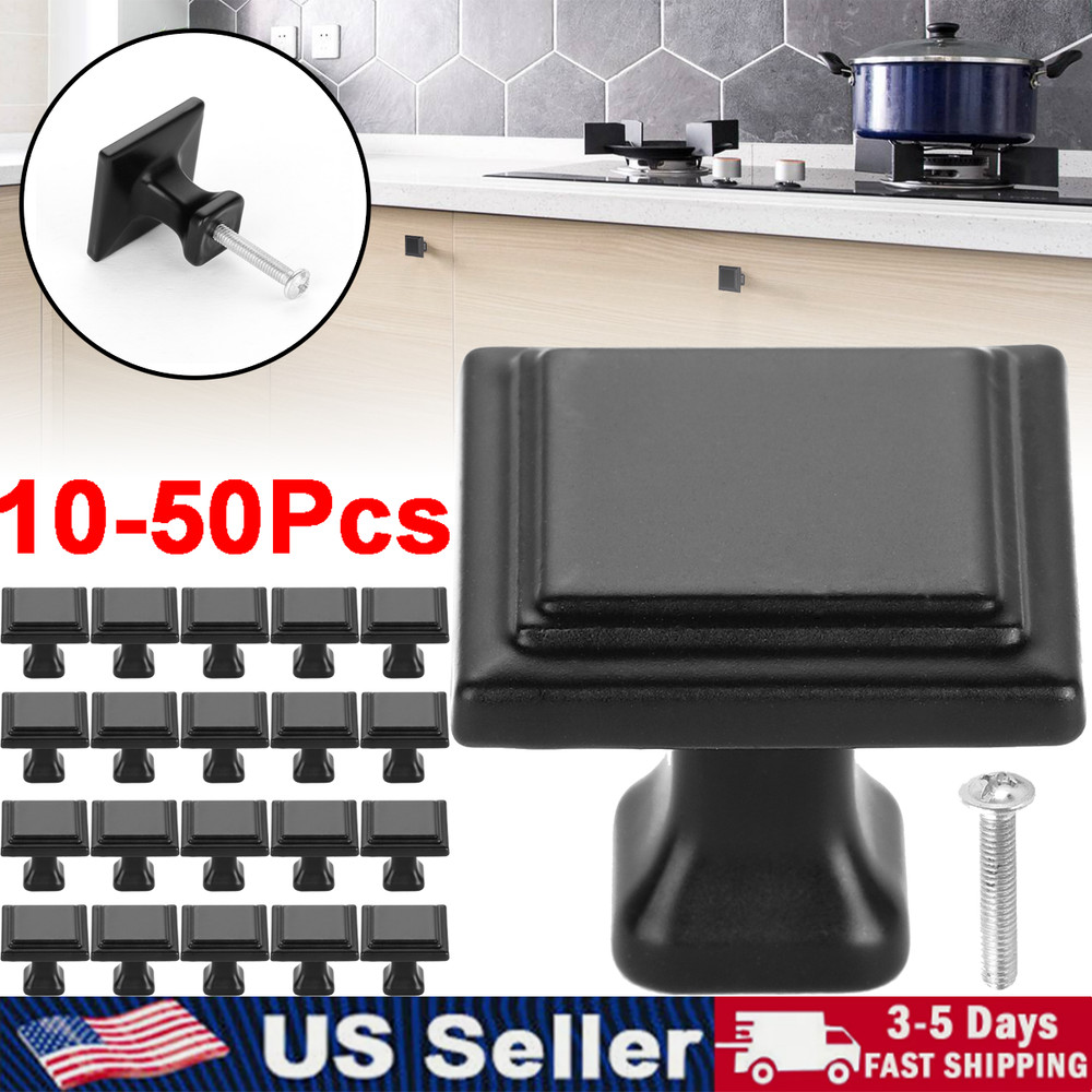 Black Square Cabinet Drawer Pull Knobs Handles for Kitchen Bathroom Hardware Lot