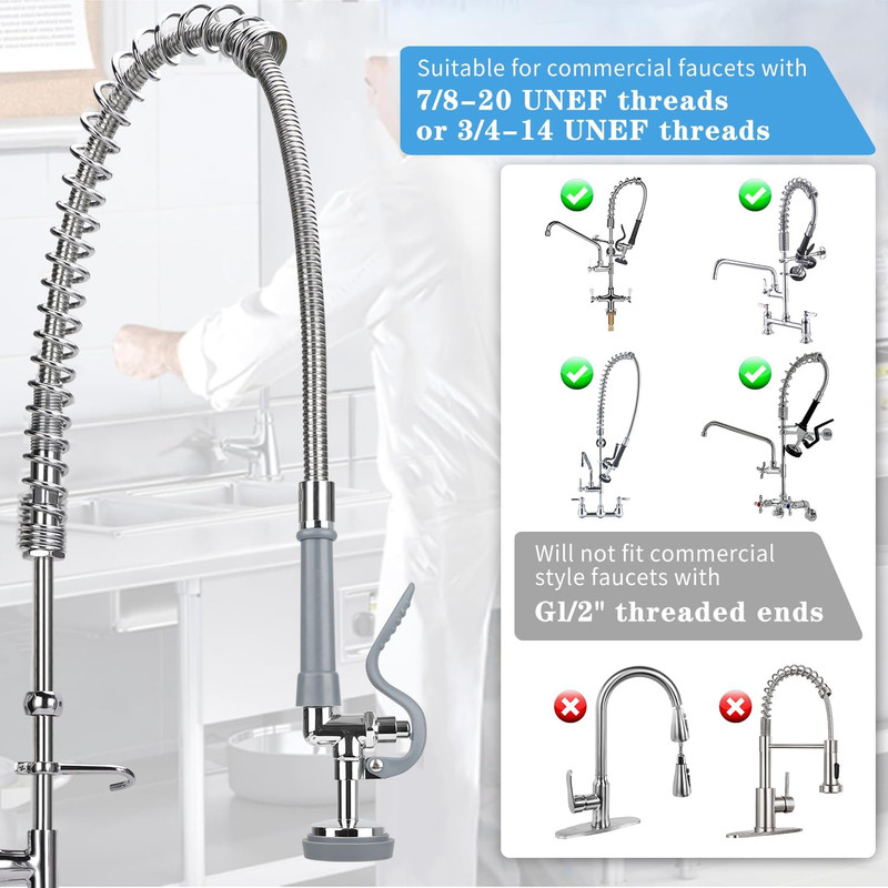 Pre Rinse Spray Valve with Stainless Hose 44Inch Flexible Commercial Sink Faucet gallery