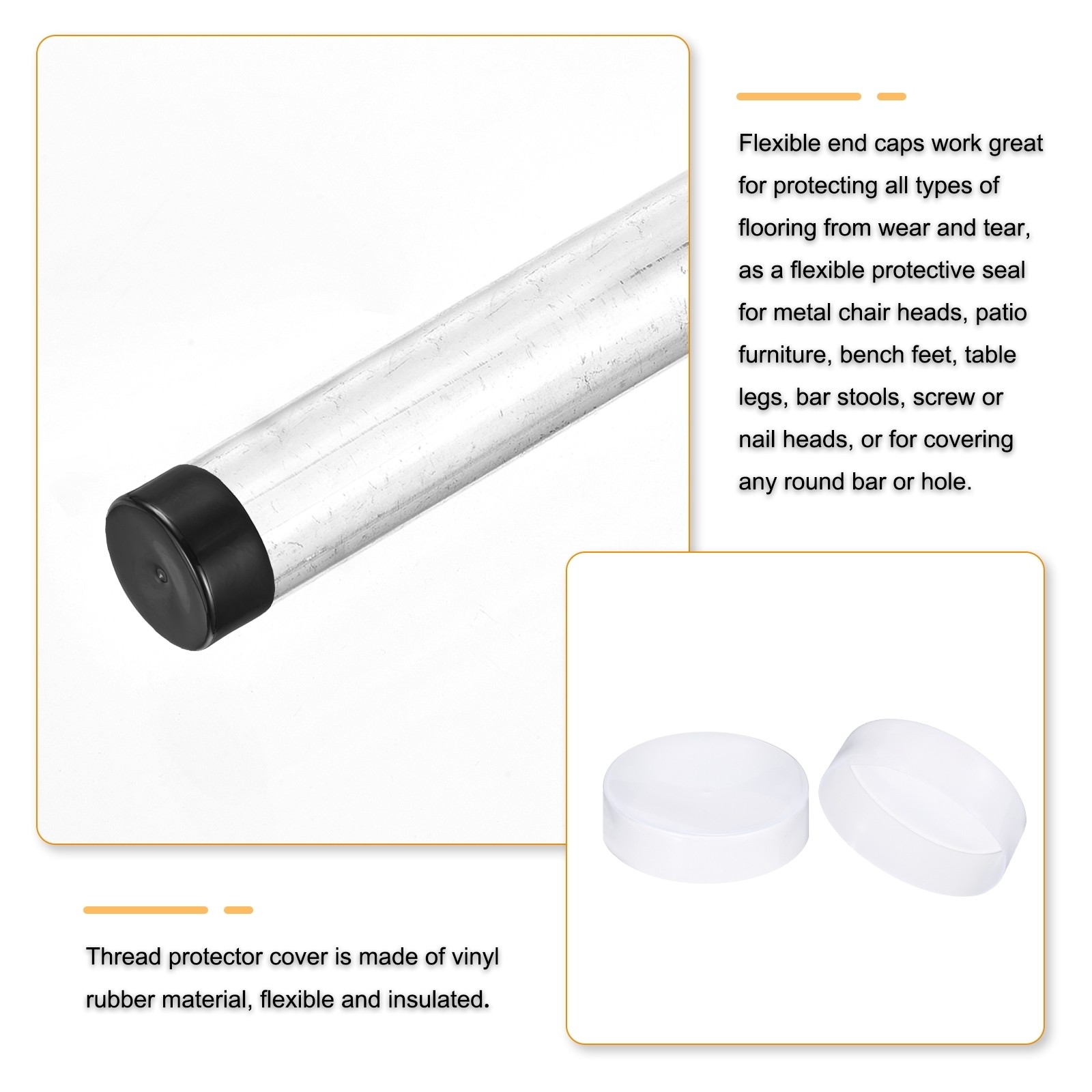 4pcs Rubber End Caps 170mm (6 11/16") End Cap Screw Thread Protectors Clear gallery