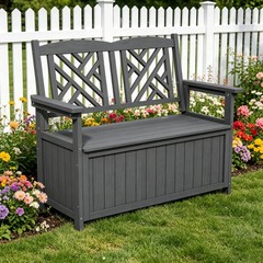 Outdoor Storage Deck Boxes with Backrest Armrest ,Waterproof Patio Storage Box