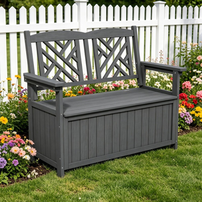 Outdoor Storage Deck Boxes with Backrest Armrest ,Waterproof Patio Storage Box gallery