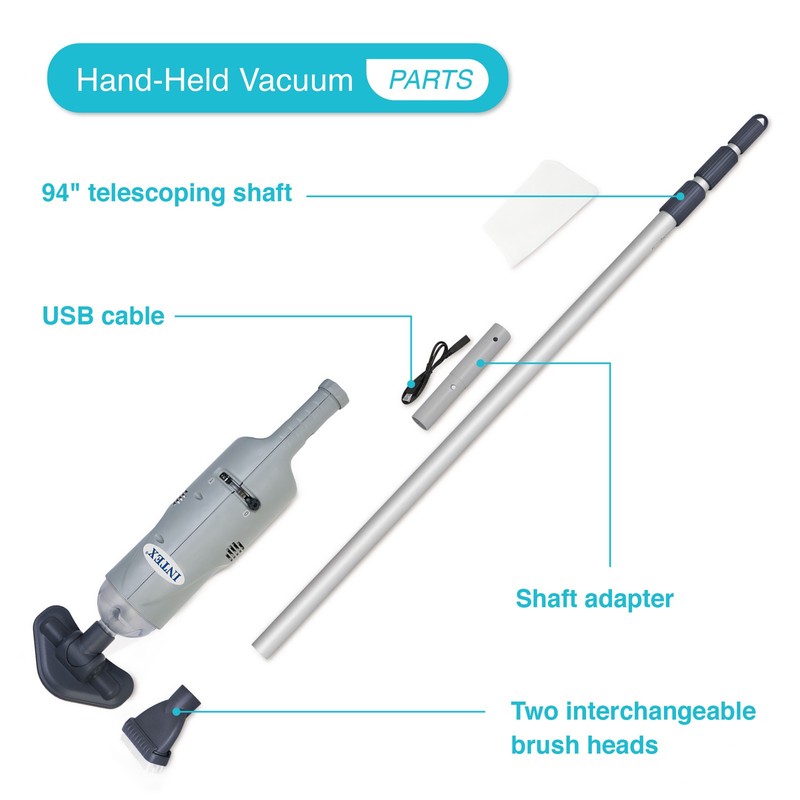 Intex Rechargeable Handheld Above Ground Swimming Pool Vacuum, Gray (Open Box) gallery