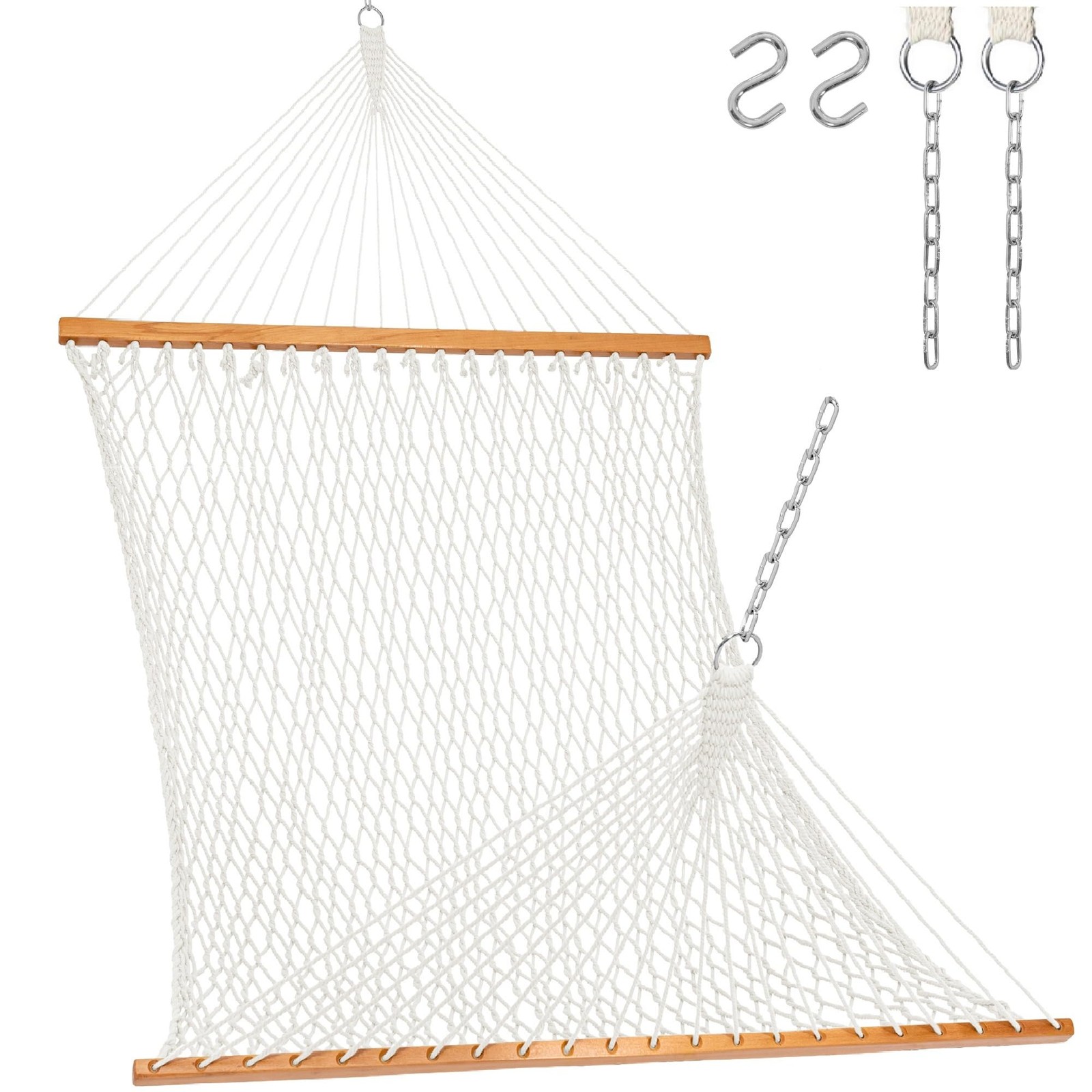 12FT Double Rope Hammocks, 2 Person Hand Woven Cotton Hammock with Spreader B... gallery
