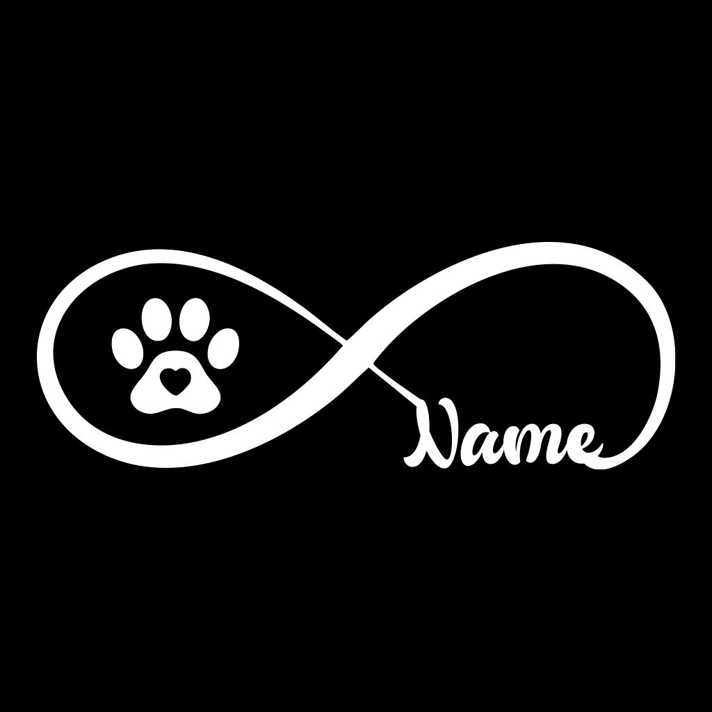 Personalized Infinity Paw Print Name Decal – Custom Pet Sticker 7x2.5 in gallery