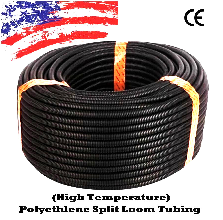 100 Ft 1/4" Split Wire Loom Conduit Polyethylene Tubing Black Color Sleeve Tube gallery