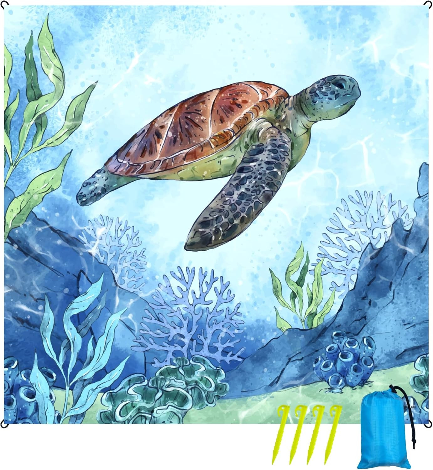 Oversized Sandproof Beach Blanket (83"x81"), Extra Large Beach Sheet for Up to 6 gallery