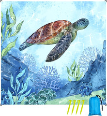 Oversized Sandproof Beach Blanket (83″x81″), Extra Large Beach Sheet for Up to 6