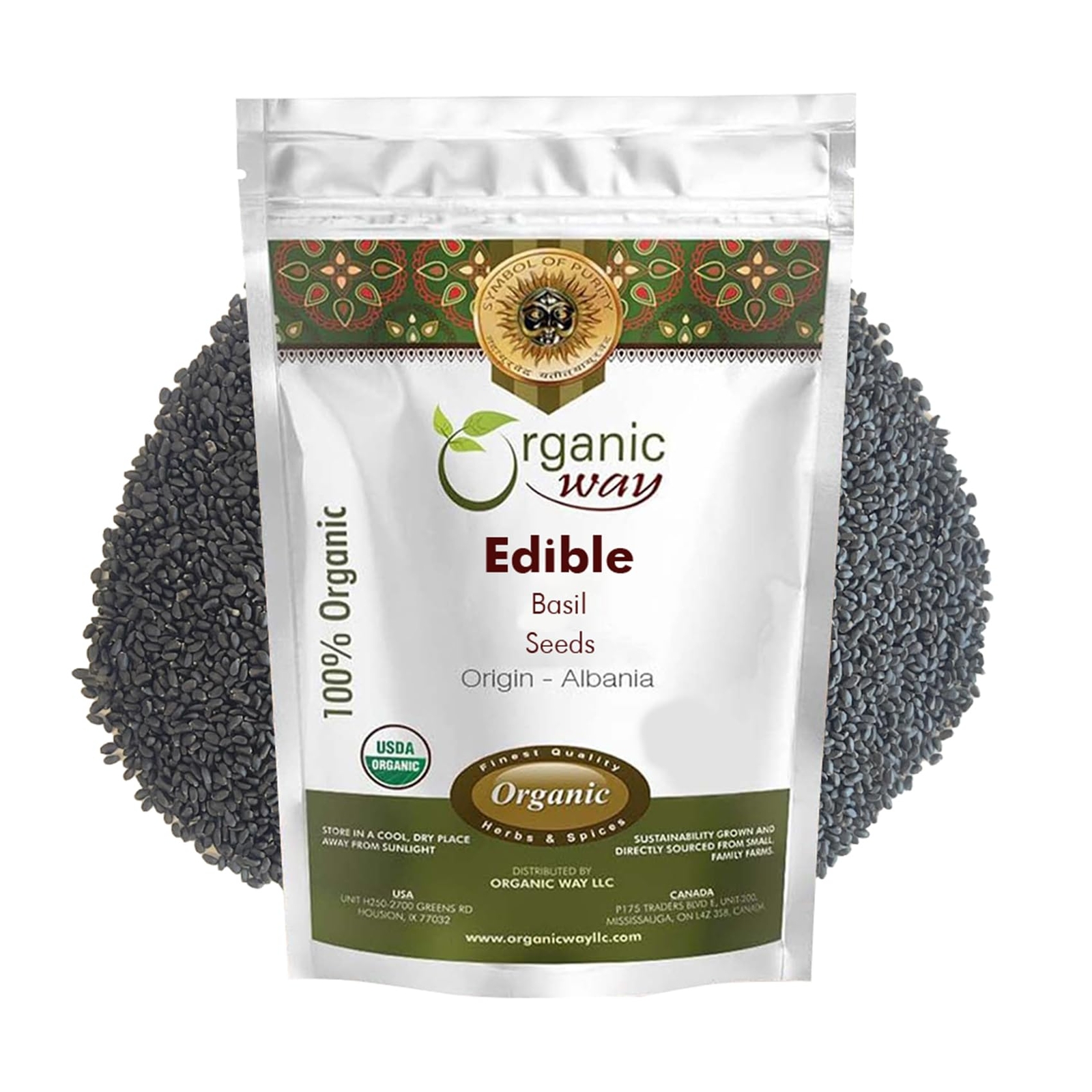Organic Way Edible Basil Seeds | Kosher Certified Origin Albania (1/4 lbs 4 Oz) gallery