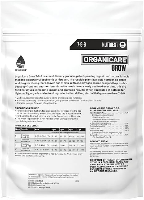 **CASE OF 6** Botanicare Organicare Grow 7-6-9 Organic Fertilizer - 30lb Total!! gallery