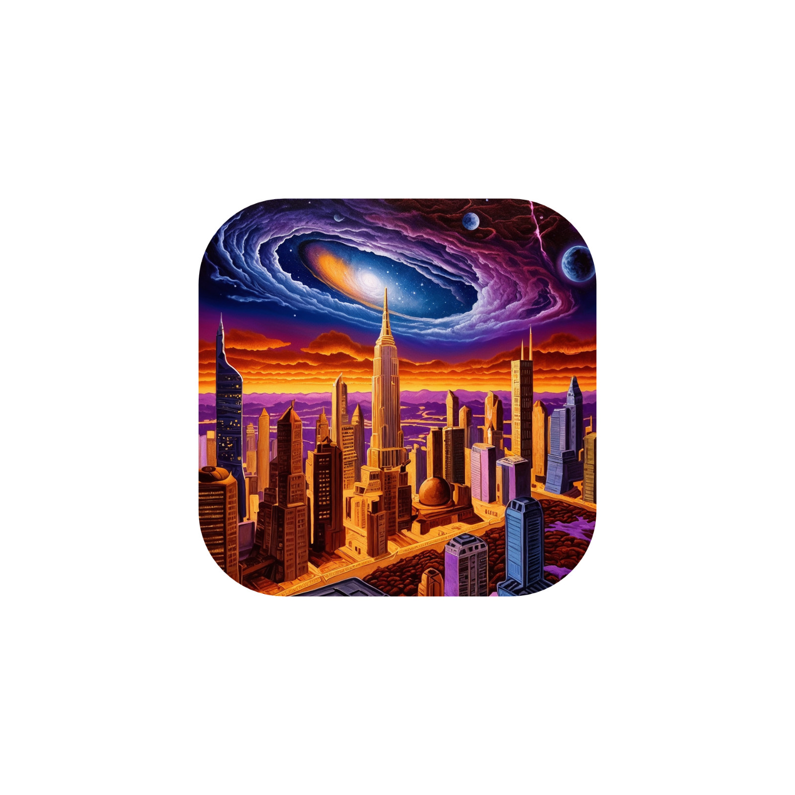 Other Worlds City Cosmos Scene Planets Glow Dark Sticker Sci-Fi Fantasy Laptop gallery