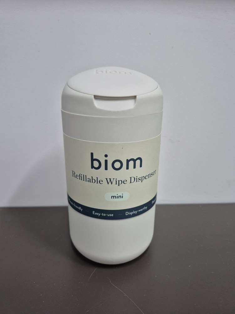 NEW Mini Biom Refillable Wipe Dispenser Tan BPA Free Magnetic Lid Earth Friendly