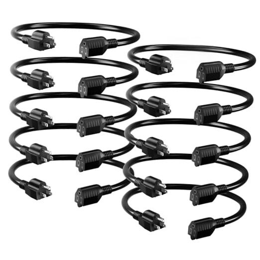 16/3 Black Extension Cord 8" (10Pack) - Indoor Extension Cord for Laptops gallery