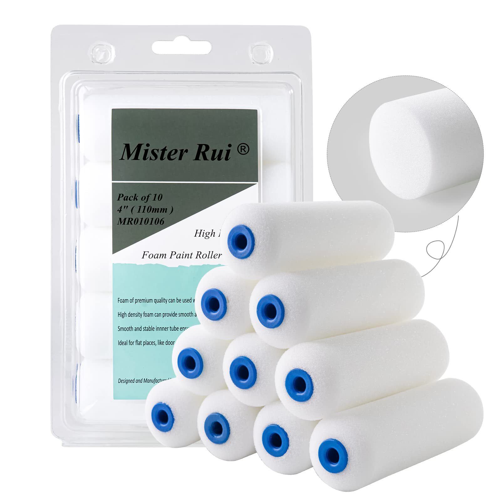 Mister Rui Foam Paint Roller, Sponge Paint Roller Sleeve, High Density Foam, for gallery