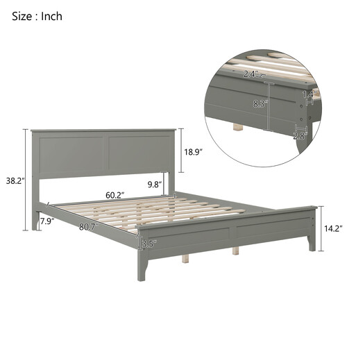 Solid Wood Platform Bed Frames with Headboard & Footboard Full/Queen/King Size gallery