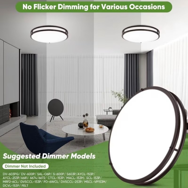 13” LED Ceiling Light 36W Flush Mount 3600LM Dimmable 5CCT Ultra Thin Black gallery