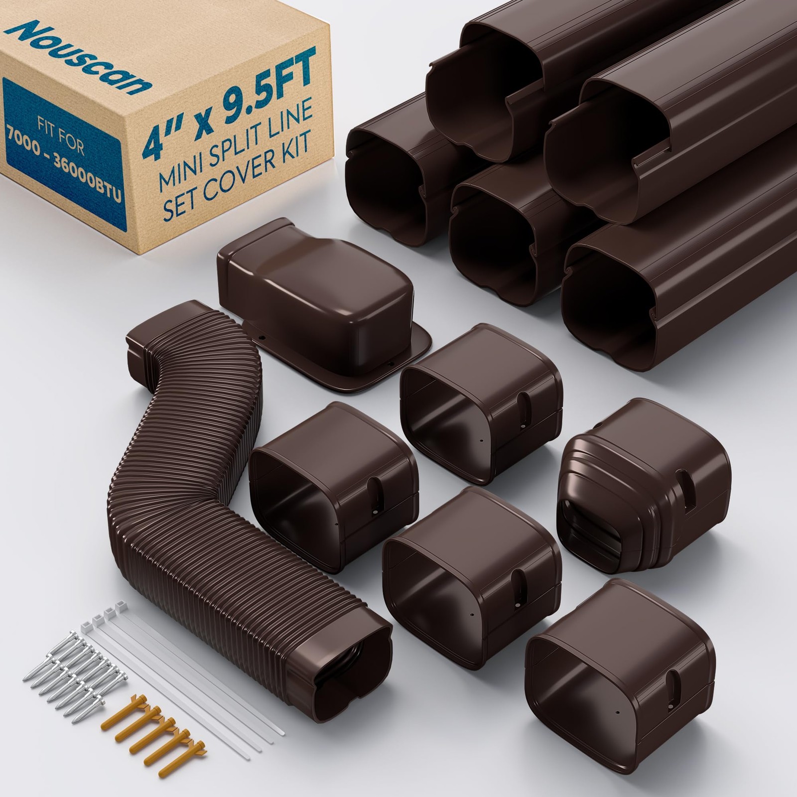 4'' x 9.5Ft Mini Split Line Set Cover with Flexible Duct, Upgrade PP Decorati... gallery