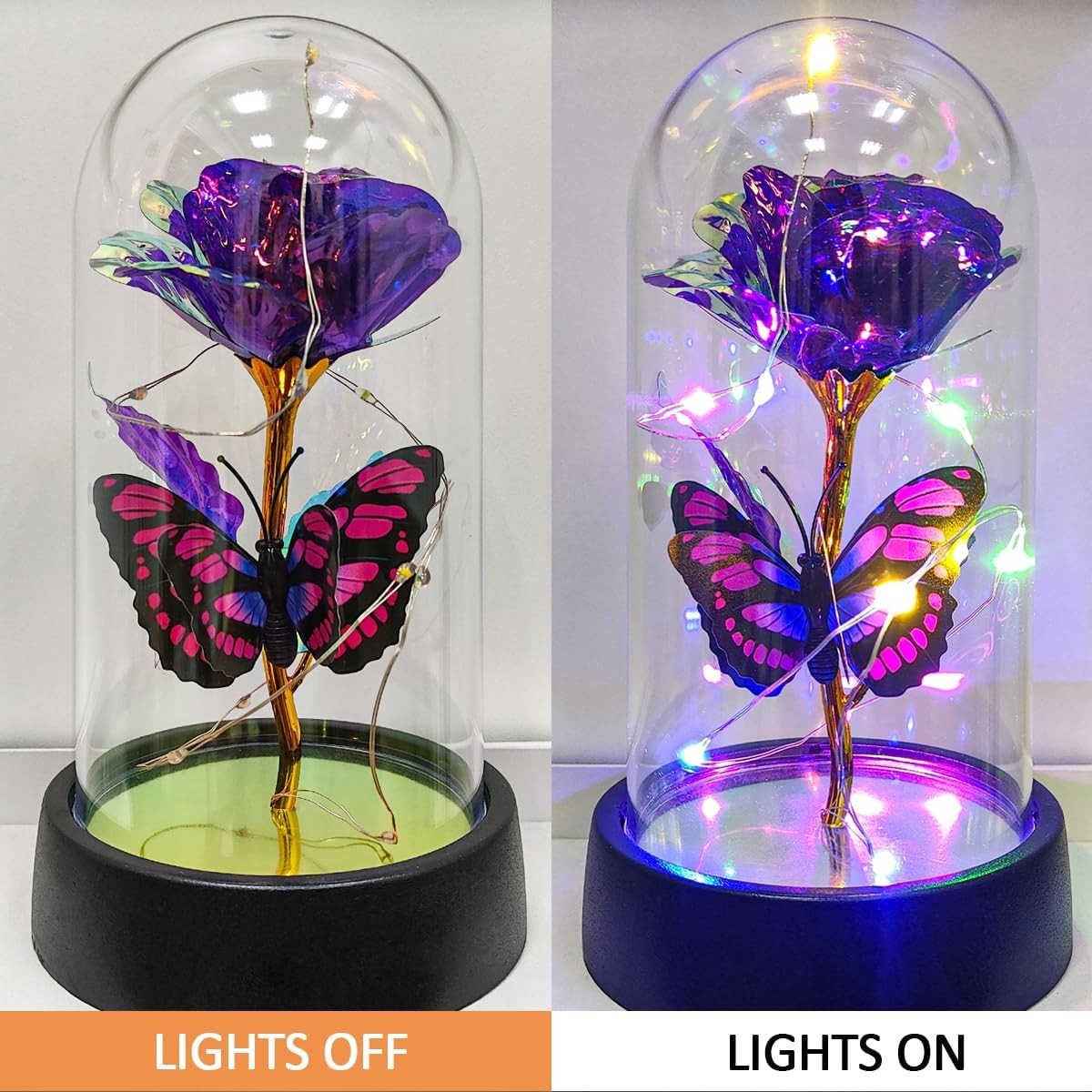 Glass Rose in Glass Dome, Light Up Flower, Eternal Roses - Valentines Day Gifts gallery