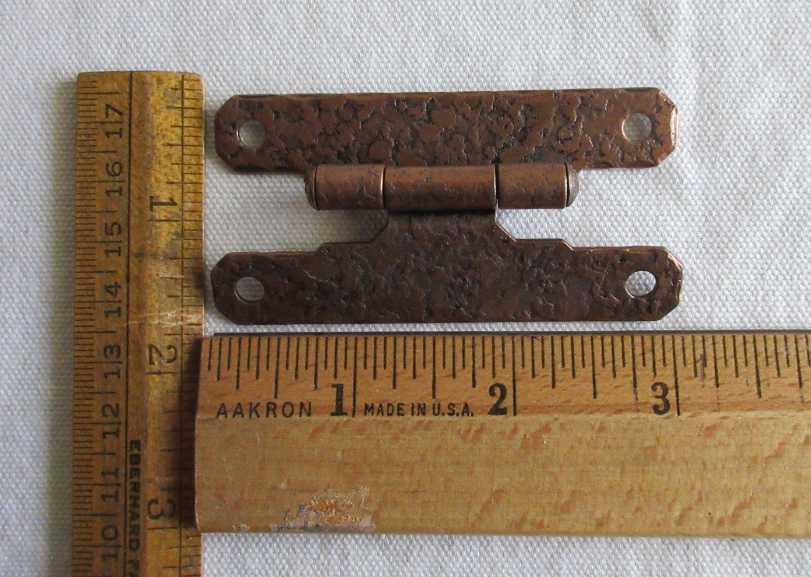 Vtg. 3/8” offset H hinge hammered copper 3"- 2 1/2” center hole McKinney USA NOS gallery