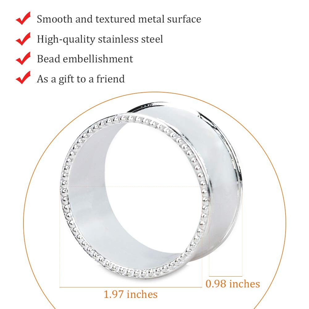 6 Pcs Stainless Steel Bead Side Napkin Rings Delicate Serviette Buckles (Silver) gallery