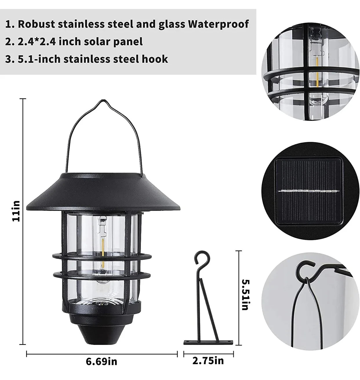 2 Pack Security Solar Hanging Lanterns Outdoor, Solar Wall Lights Outdoor, Solar gallery