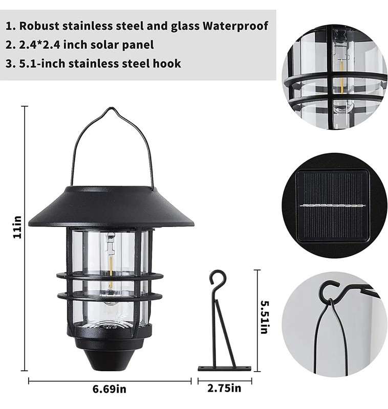 2 Pack Security Solar Hanging Lanterns Outdoor, Solar Wall Lights Outdoor, Solar gallery