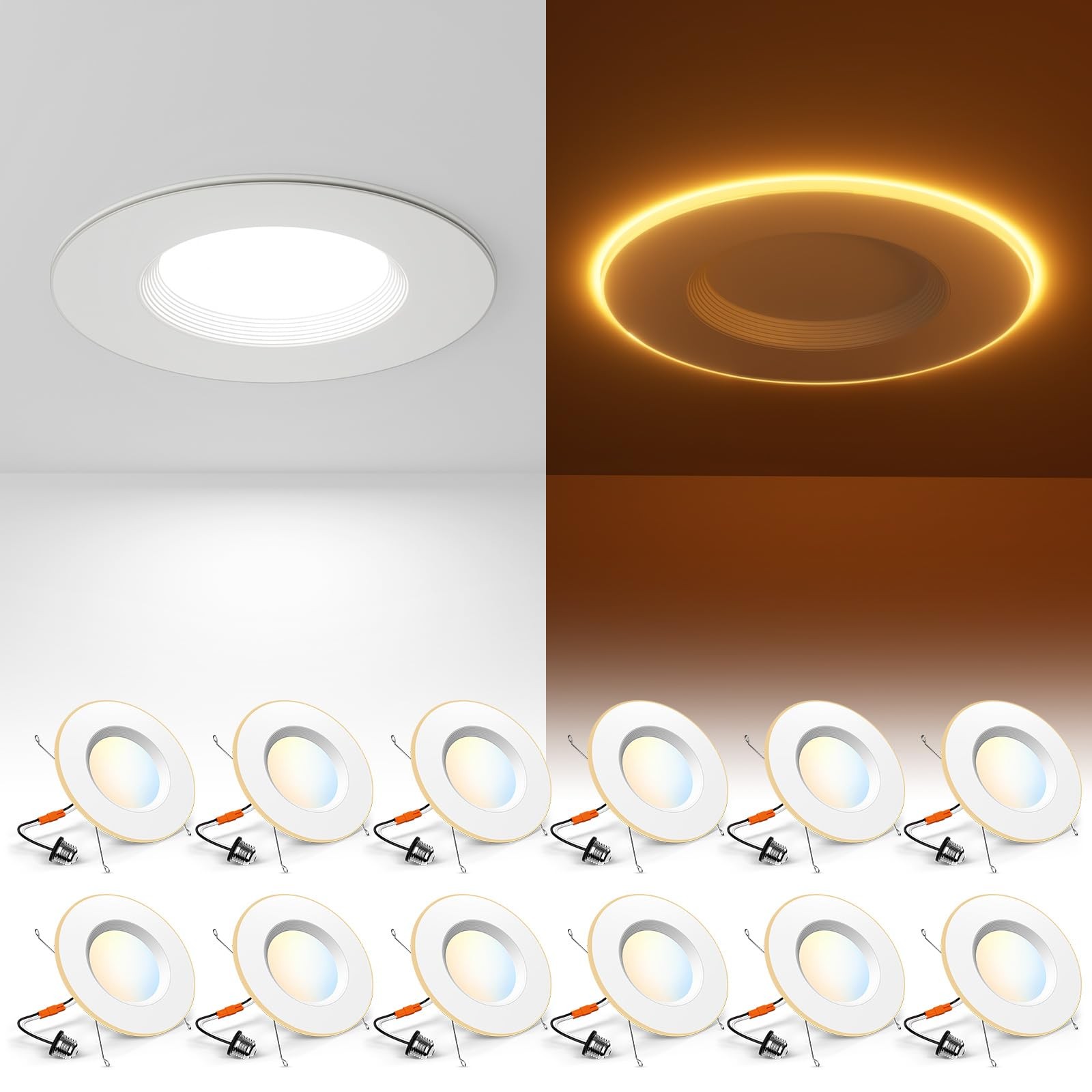 12 Pack 5/6 Inch LED Can Lights Night Light 5CCT Retrofit Dimmable 12W=110W gallery