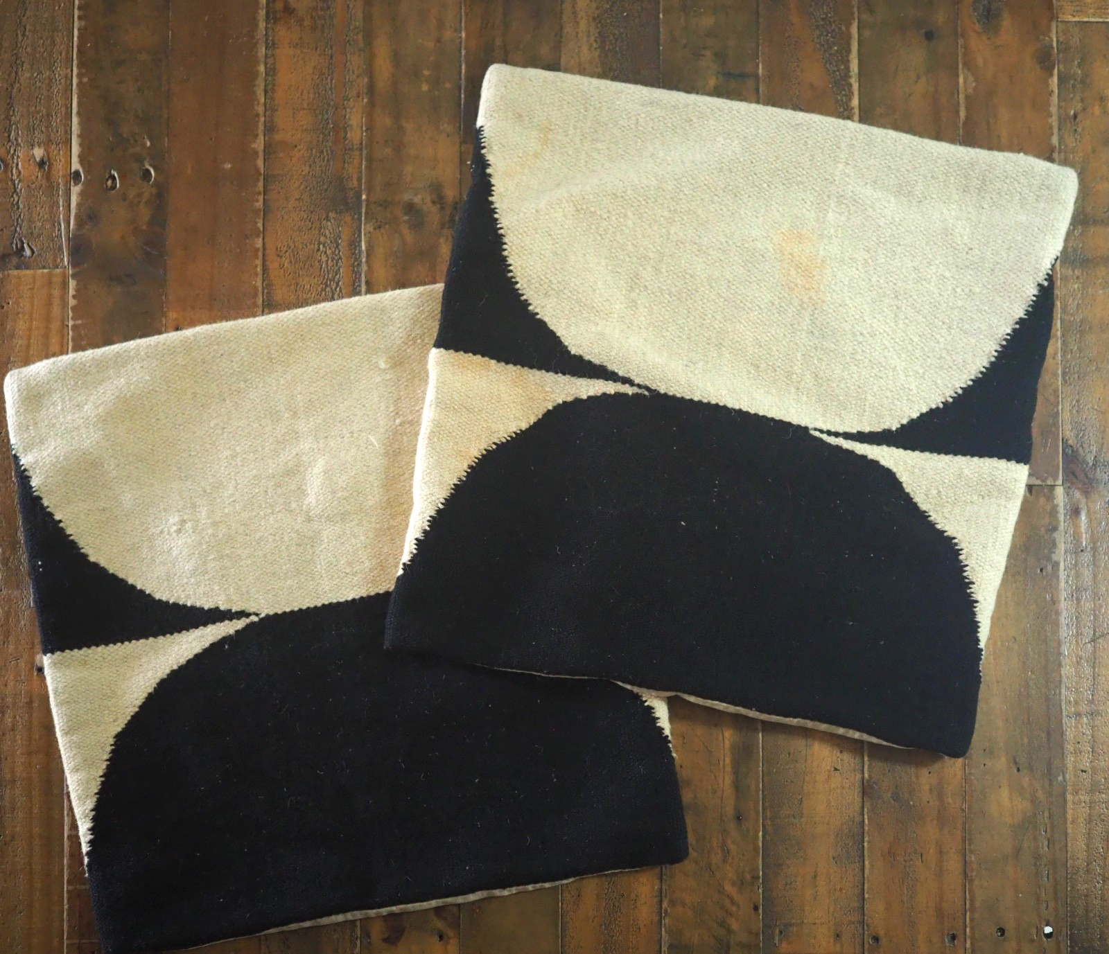 CB2 Wool Inverse Black and White Decorative Pillowcase Set of 2 gallery