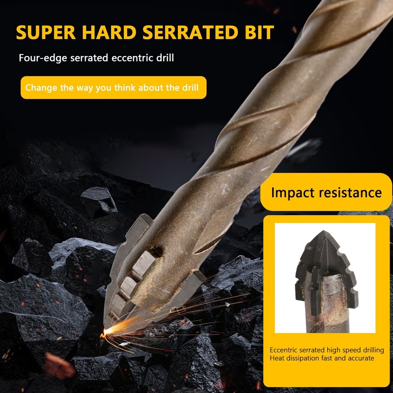 5 Count Four Edged Serrated Eccentric Drill Bit Set,New Four-Flute Sawtooth Ecce gallery