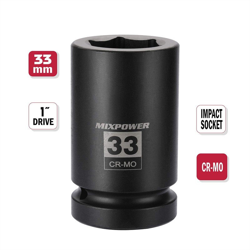 MIXPOWER 1 Inch Drive Deep Impact Socket, CR-MO, 33mm, 6 33mm (1 Piece) gallery