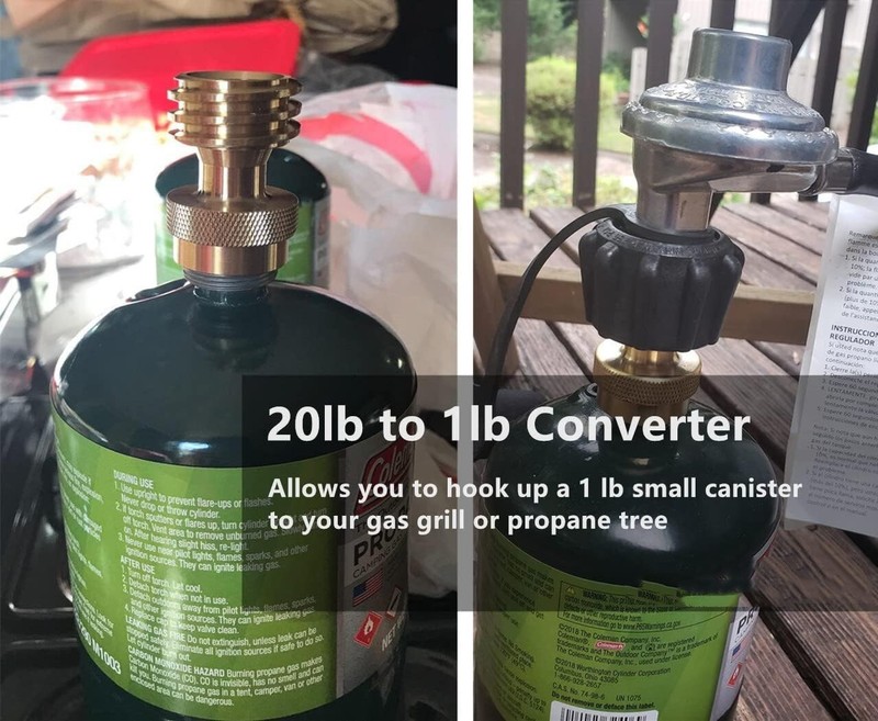 Universal Solid Brass Propane Tank Adapter 20LB to 1LB Converter QCC1 Regulator gallery