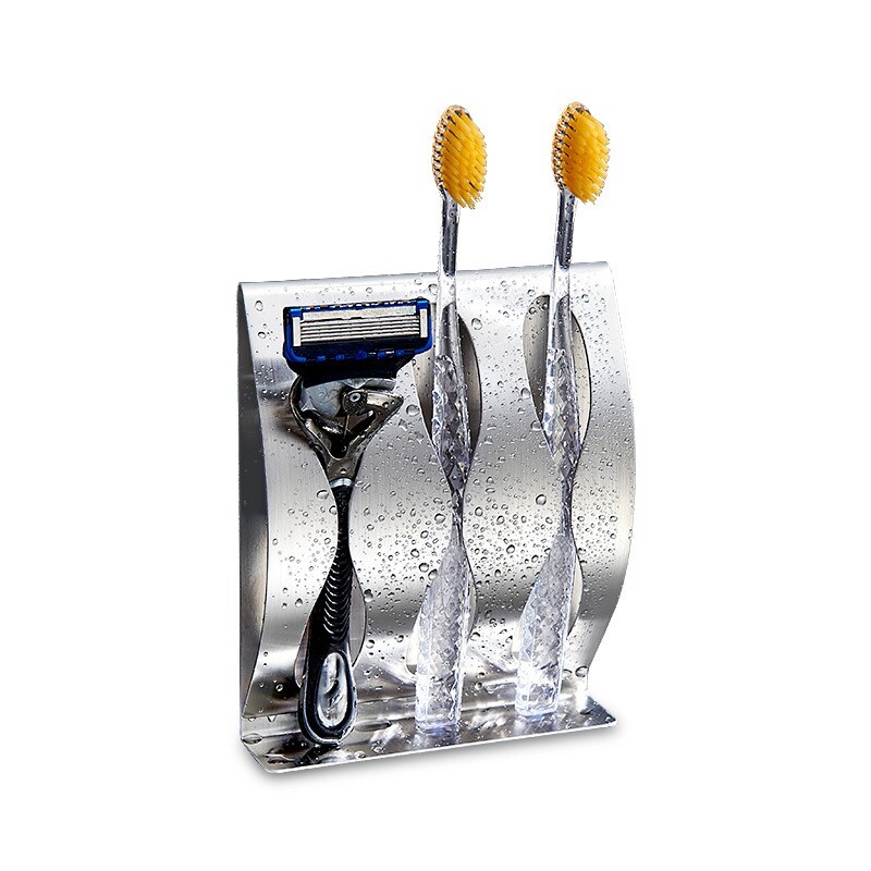 Toothbrush Holder Toothpaste Dispenser Stainless Steel Wall Mount Stand 3 Hole gallery