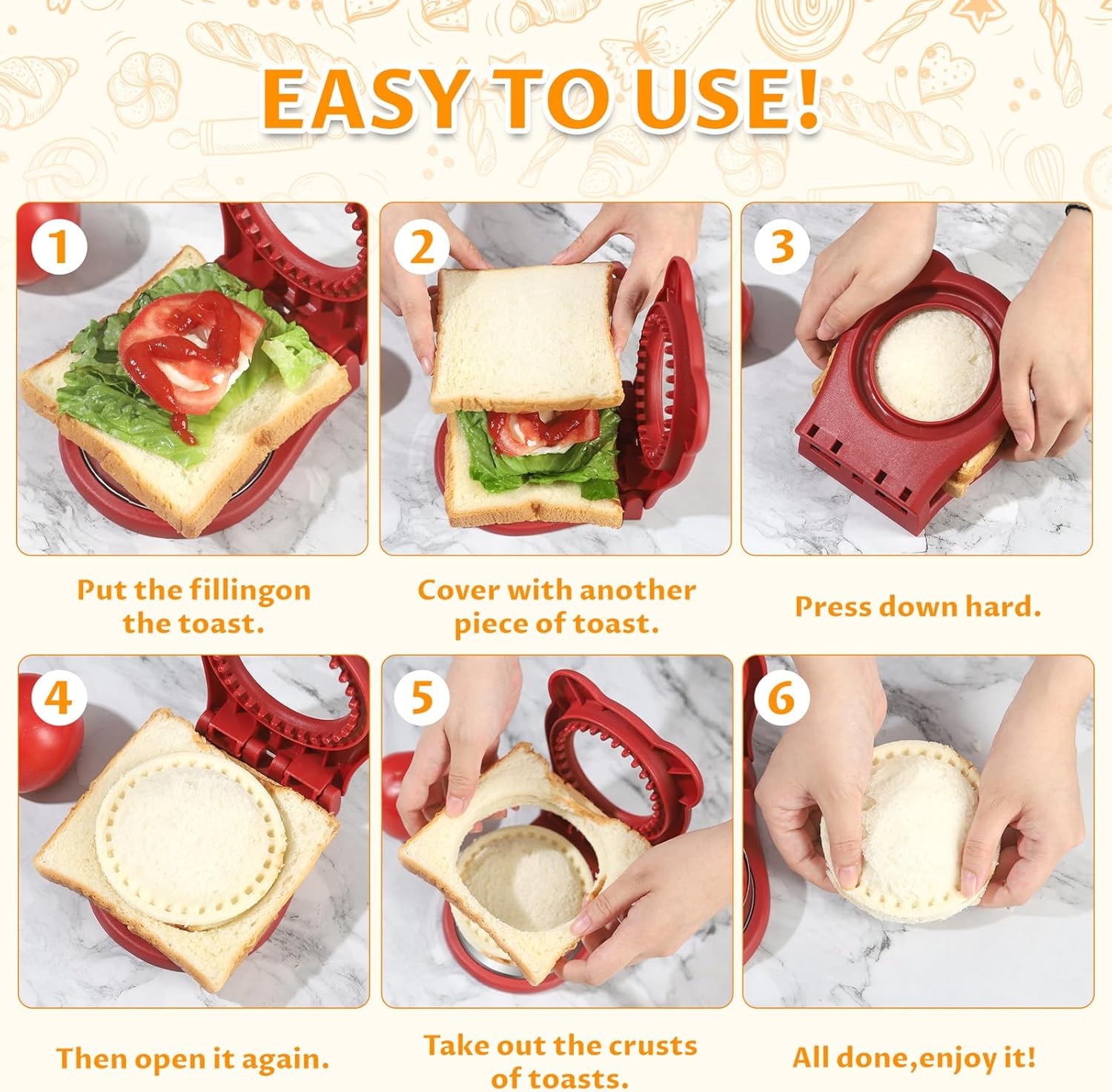 Uncrustable Sandwich Maker, Sandwich Pocket Circle Shape 3.7Inch Sandwich Cutter gallery