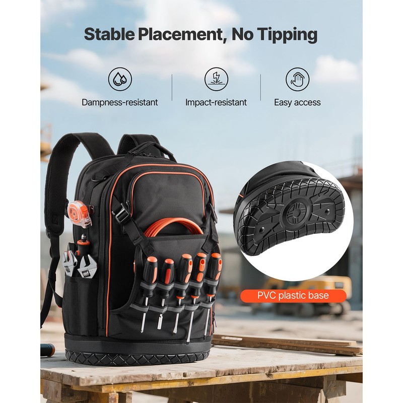 Tool Backpack 65 Pockets Tear-resistant Jobsite Backpack for Electrician gallery