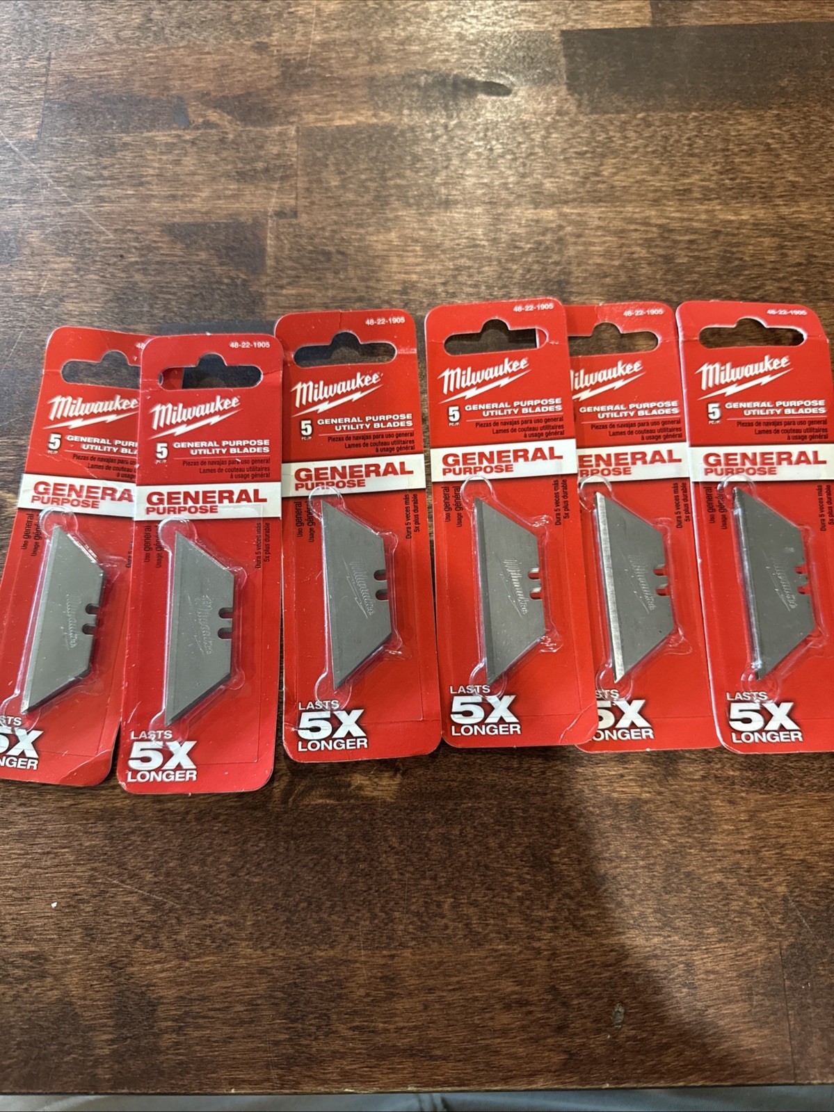 Milwaukee 48-22-1905 General Purpose Utility Blades—5 Pc. (lot Of 6 Packs gallery