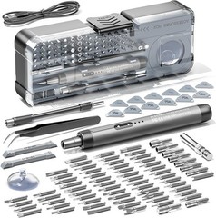 Electric Screwdriver, Precision Screwdriver Set, 88-in-1 Magnetic Bits, Grey