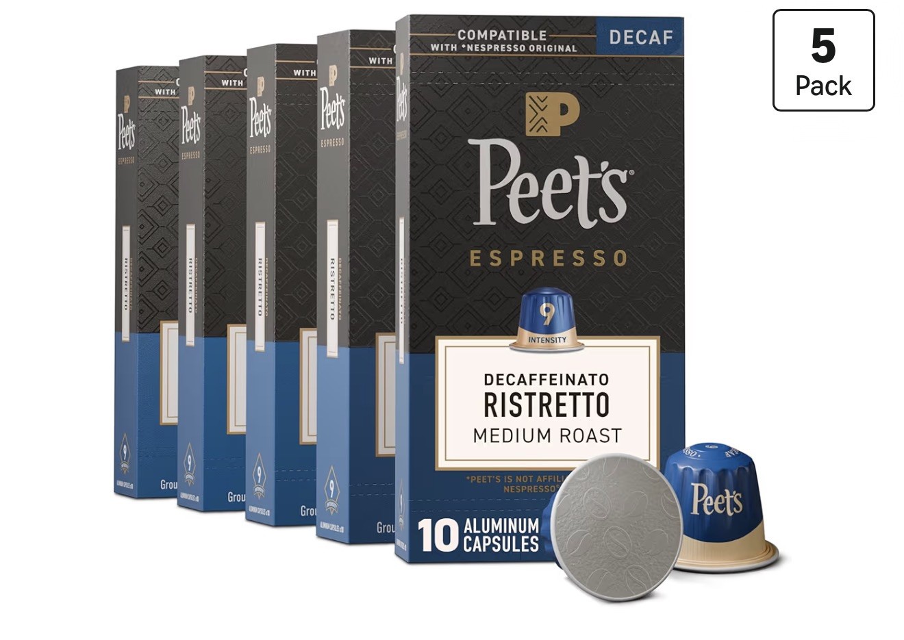 Peet's Coffee Espresso Decaffeinato Ristretto Nespresso Original 50 Capsules NEW gallery