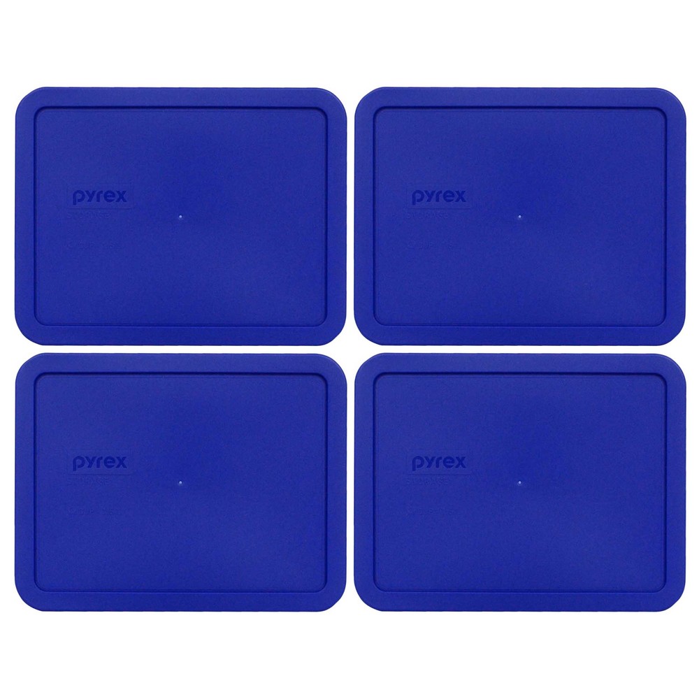 Pyrex 7211-PC Rectangular Blue 6 Cup Plastic Storage Lid 4PK for Glass Dish
